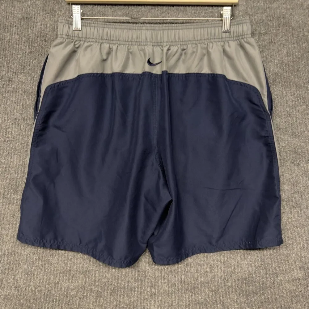 Nike Swim Shorts Mens Large Blue Gray Colorblock Mesh Lined Quick Dry Trunks
